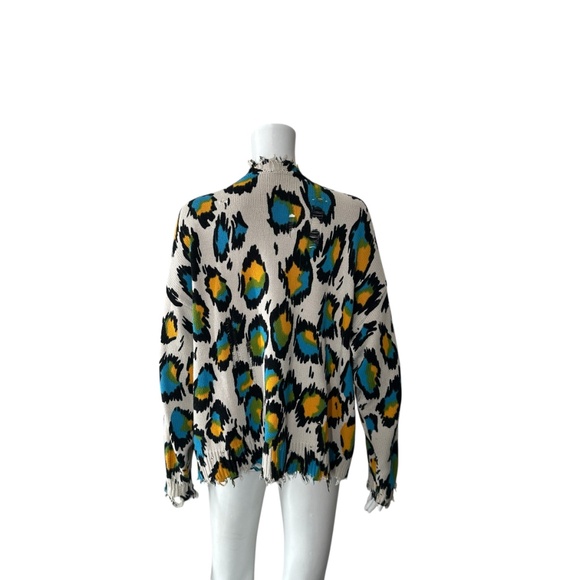$425 R13 Multicolor Leopard Oversized Sweater Size XS - Picture 5 of 8